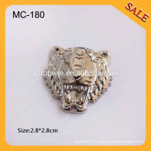 MC180 Custom Silber Ton Tiger Form Kleidungsstück Zubehör Meta Llogo Tag für Kleidung